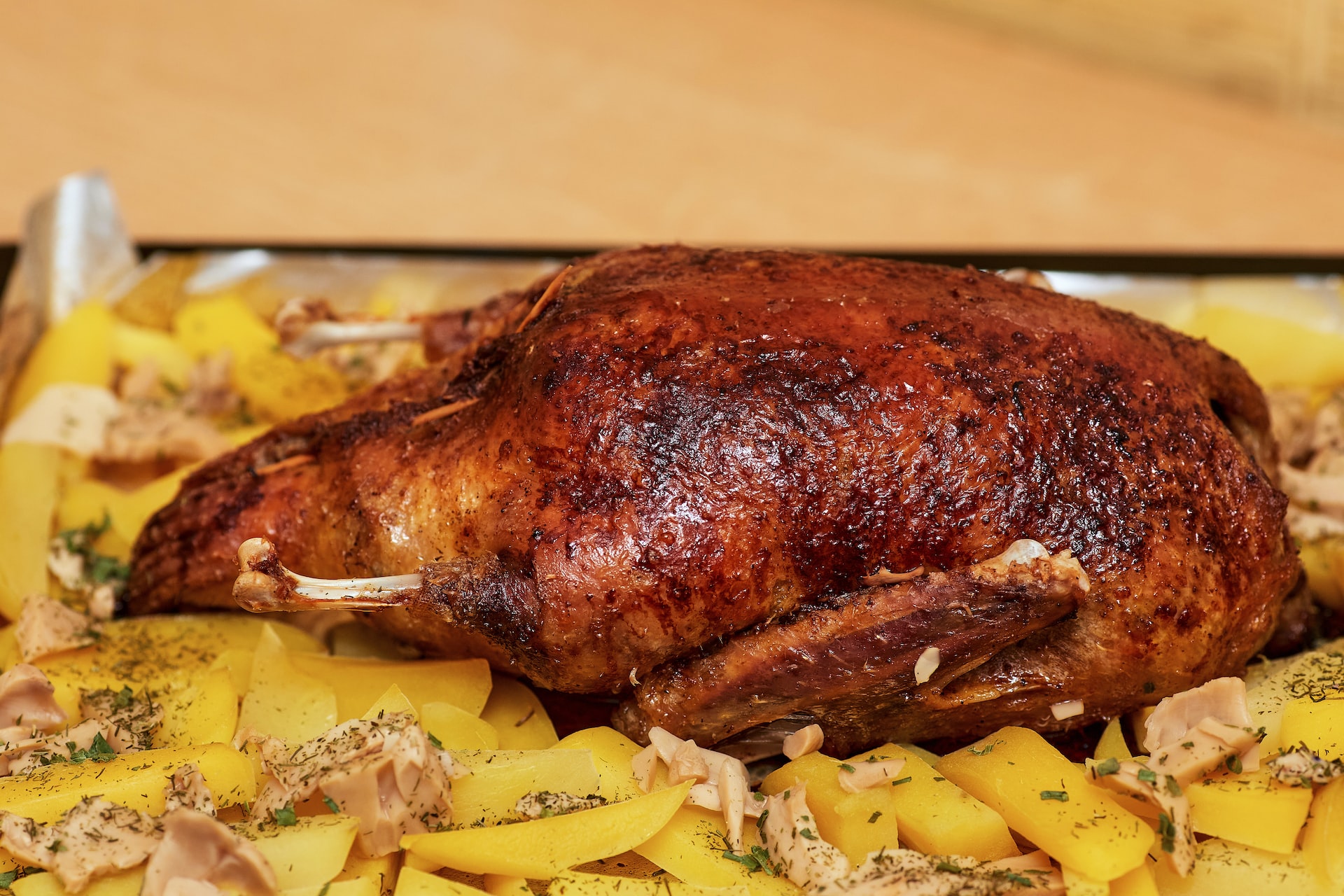 Traditional Roast Goose With A Flavorful Orange And Thyme Stuffing